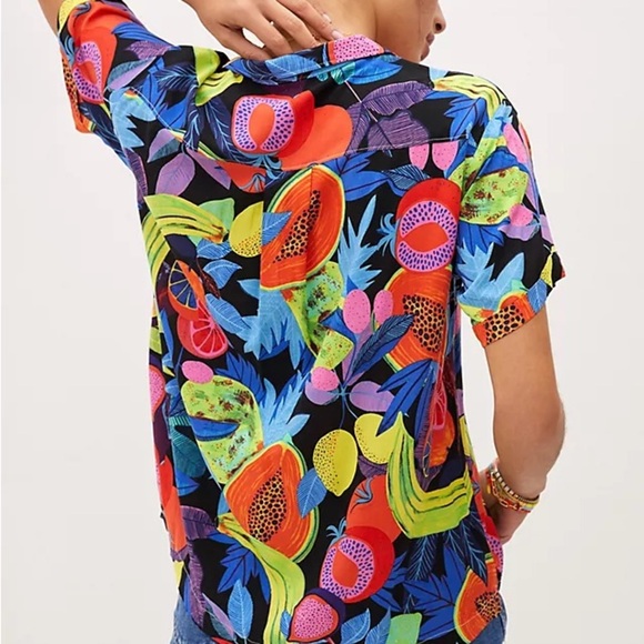 Anthropologie Orane Sigal Bonanza Surf Tropical Fruit Button Down Top XS - Picture 3 of 5